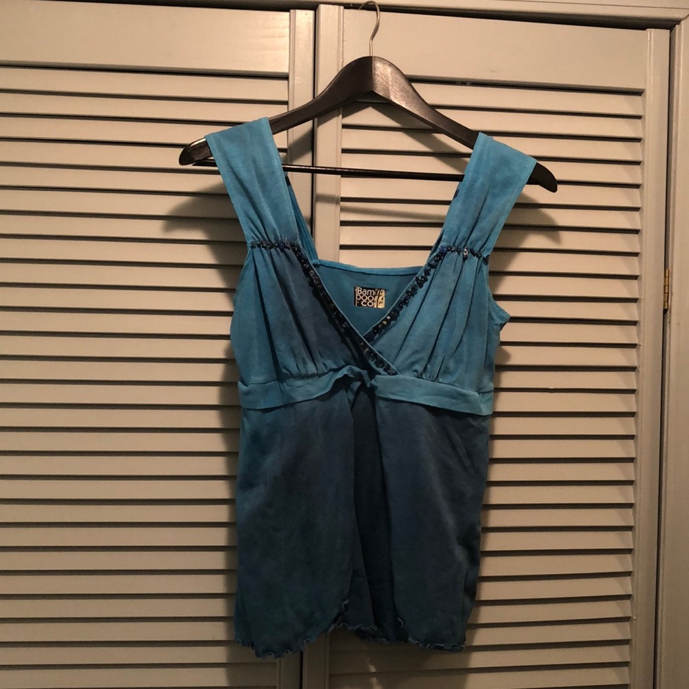 Bamboo co Tie dye tank with embellished neckline